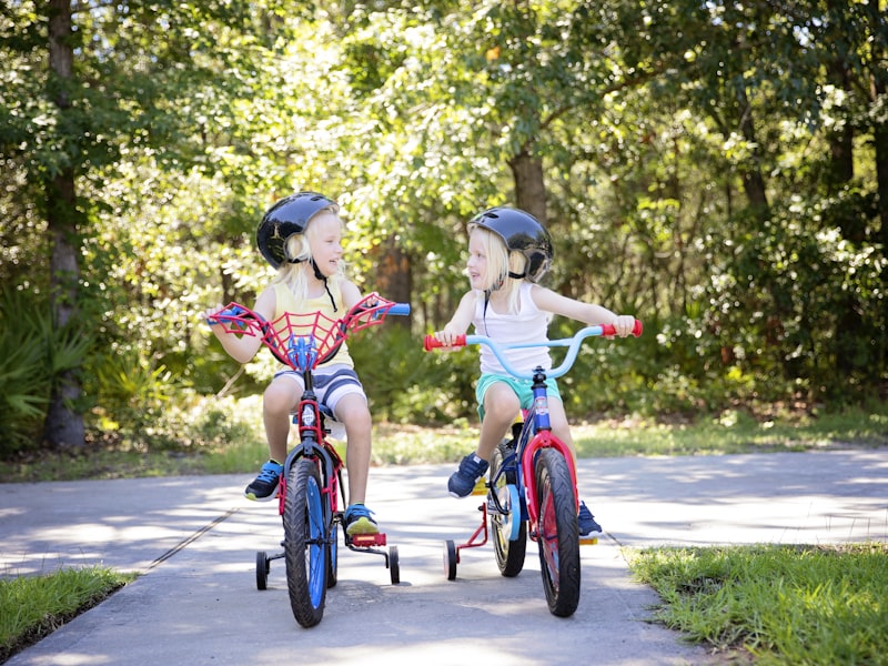 Kids bike parked on path