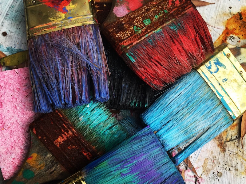 Artist palette with mixed oil paint colors