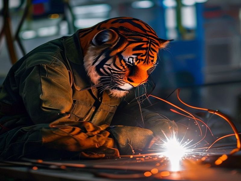 Complete TIG setup with gas bottle and accessories