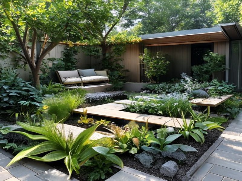 Garden design sketch with landscaping plans